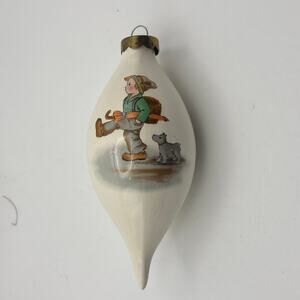 Vintage Shepherd Boy Ceramic Christmas Ornament R '01  Farm Scene